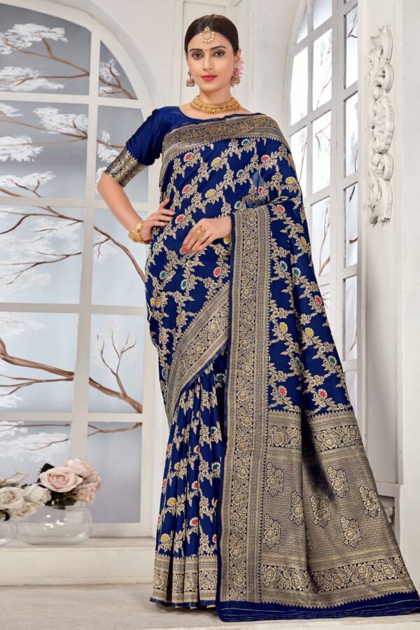 Banarasi-silk-Saree-in-Navy-blue-colour-4702