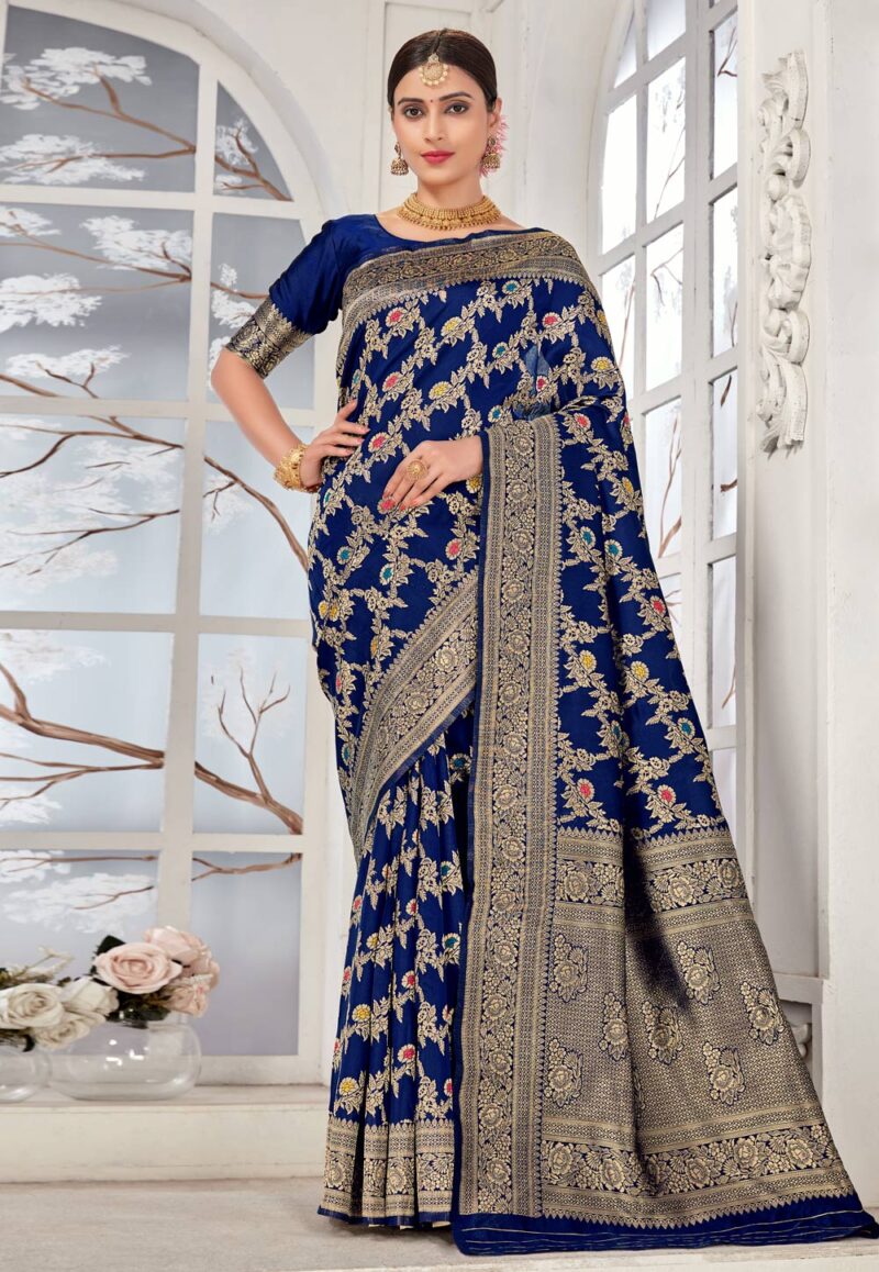 Banarasi-silk-Saree-in-Navy-blue-colour-4702