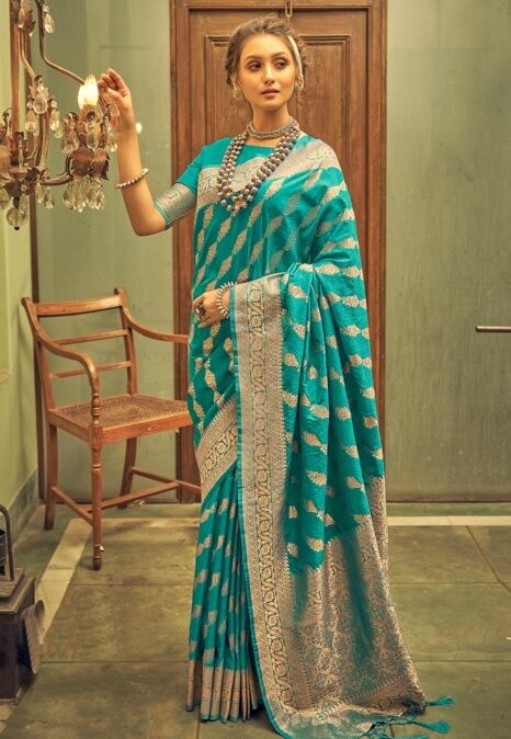 Sky Blue Banarasi Silk