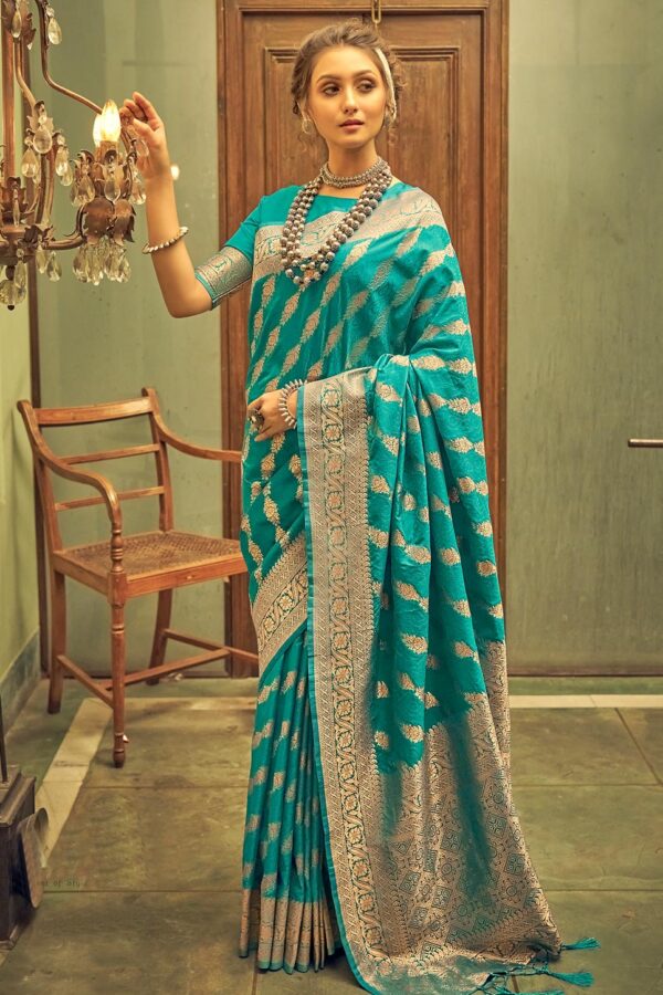 Banarasi-silk-Saree-with-blouse-in-Sky-blue-colour-20005