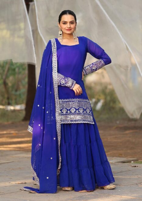 Royal Blue Embroidered Kurta Set